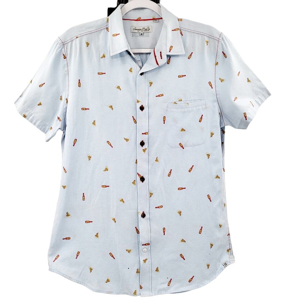 Sovereign Codes Los Angeles Blue Pizza & Sauce Casual Button-Up Shirt Men's M